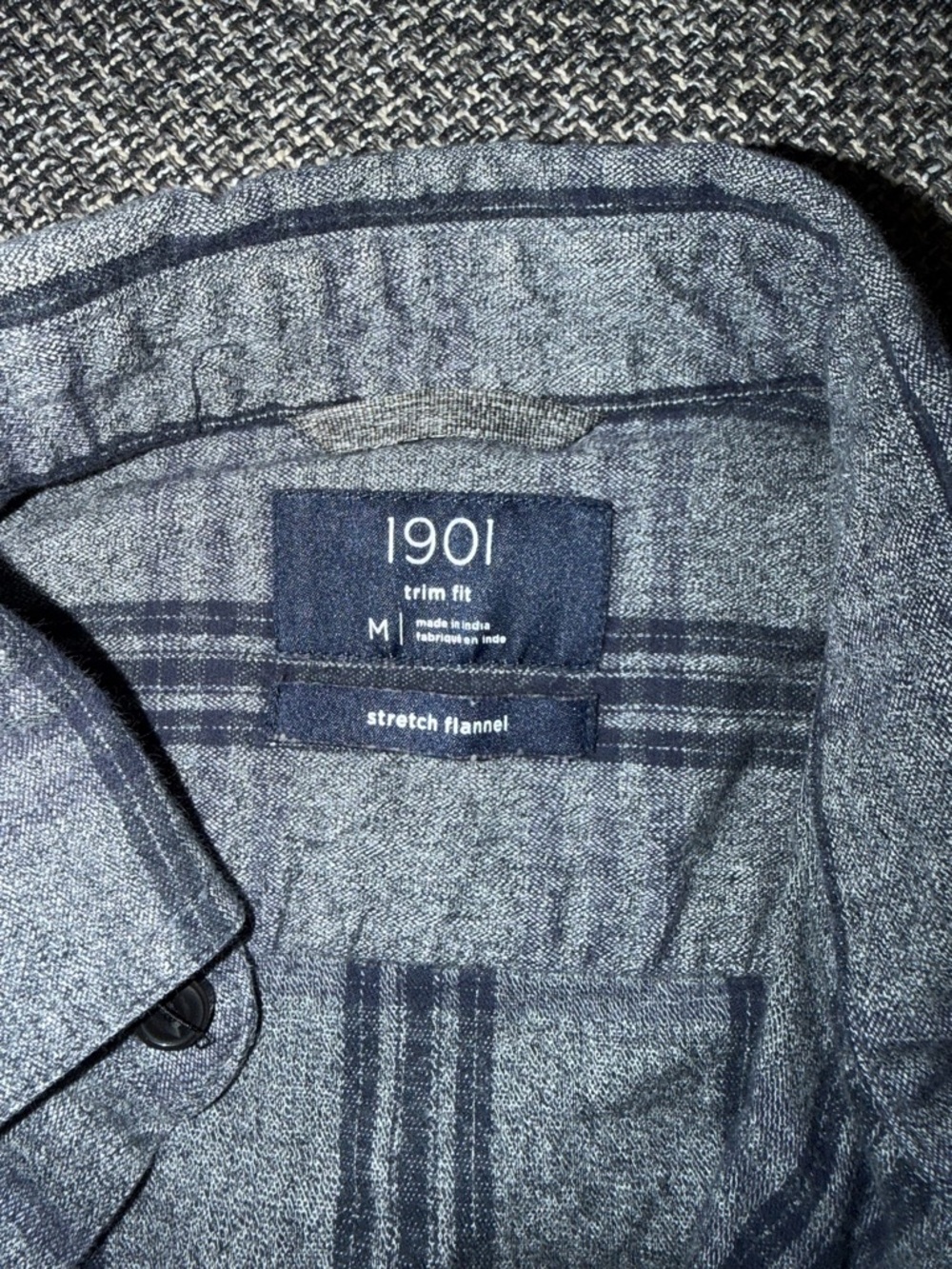 1901 Trim Fit Stretch Flannel Shirt - Navy Gray Plaid